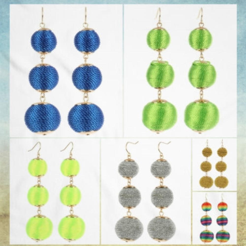 Triple Ball Thread Wrap Bon Bon Earrings